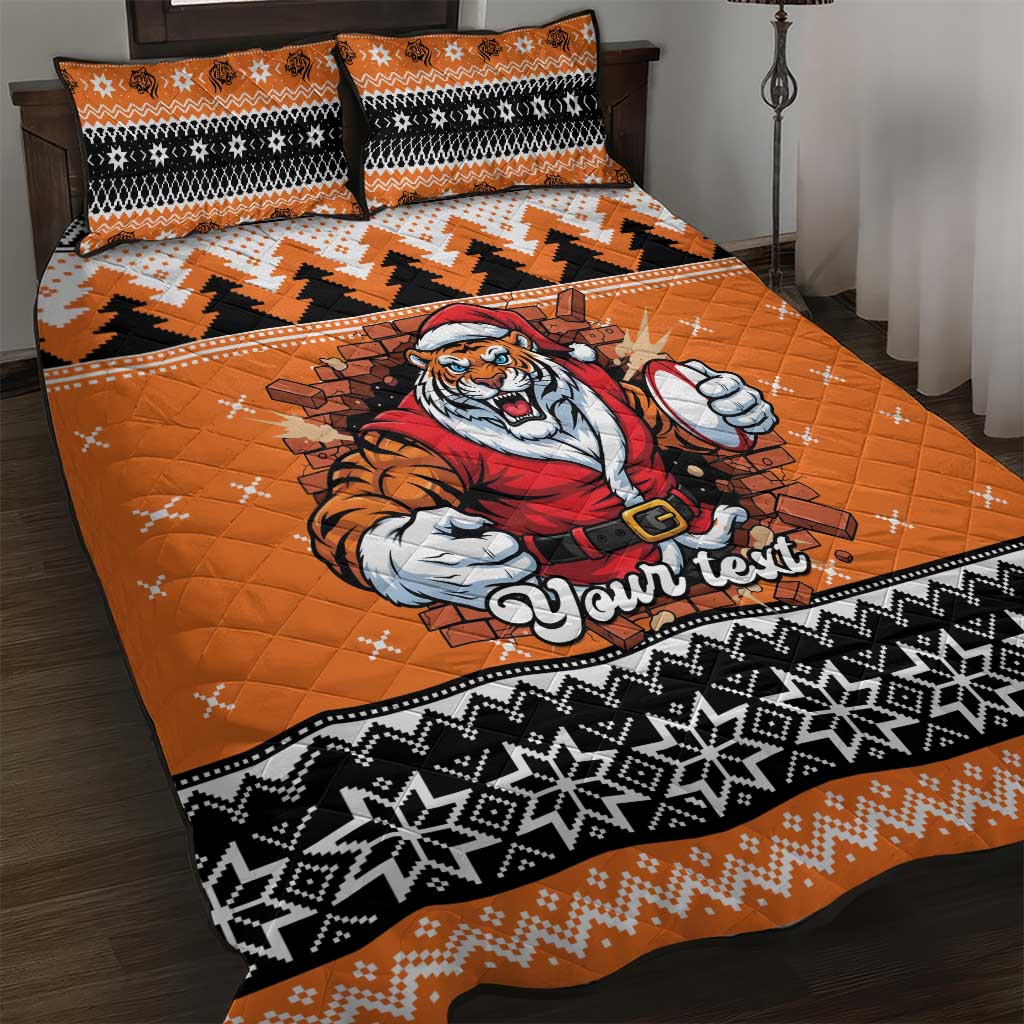 Santa Tiger Roar Personalized Quilt Bed Set Christmas Rugby League Spirit - Aussie Hoodie