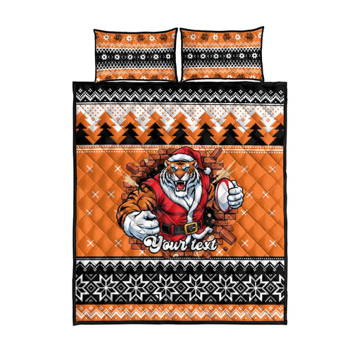 Santa Tiger Roar Personalized Quilt Bed Set Christmas Rugby League Spirit - Aussie Hoodie