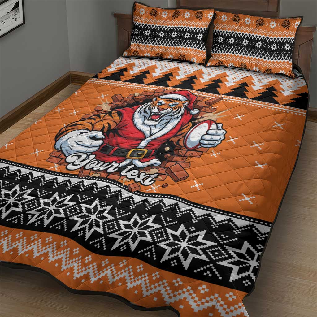 Santa Tiger Roar Personalized Quilt Bed Set Christmas Rugby League Spirit - Aussie Hoodie