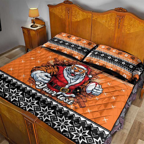 Santa Tiger Roar Personalized Quilt Bed Set Christmas Rugby League Spirit - Aussie Hoodie