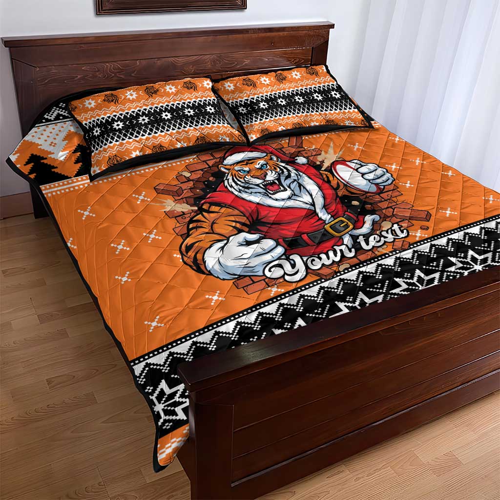 Santa Tiger Roar Personalized Quilt Bed Set Christmas Rugby League Spirit - Aussie Hoodie