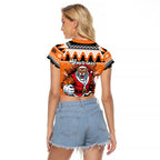 Santa Tiger Roar Personalized Raglan Cropped T Shirt Christmas Rugby League Spirit - Aussie Hoodie