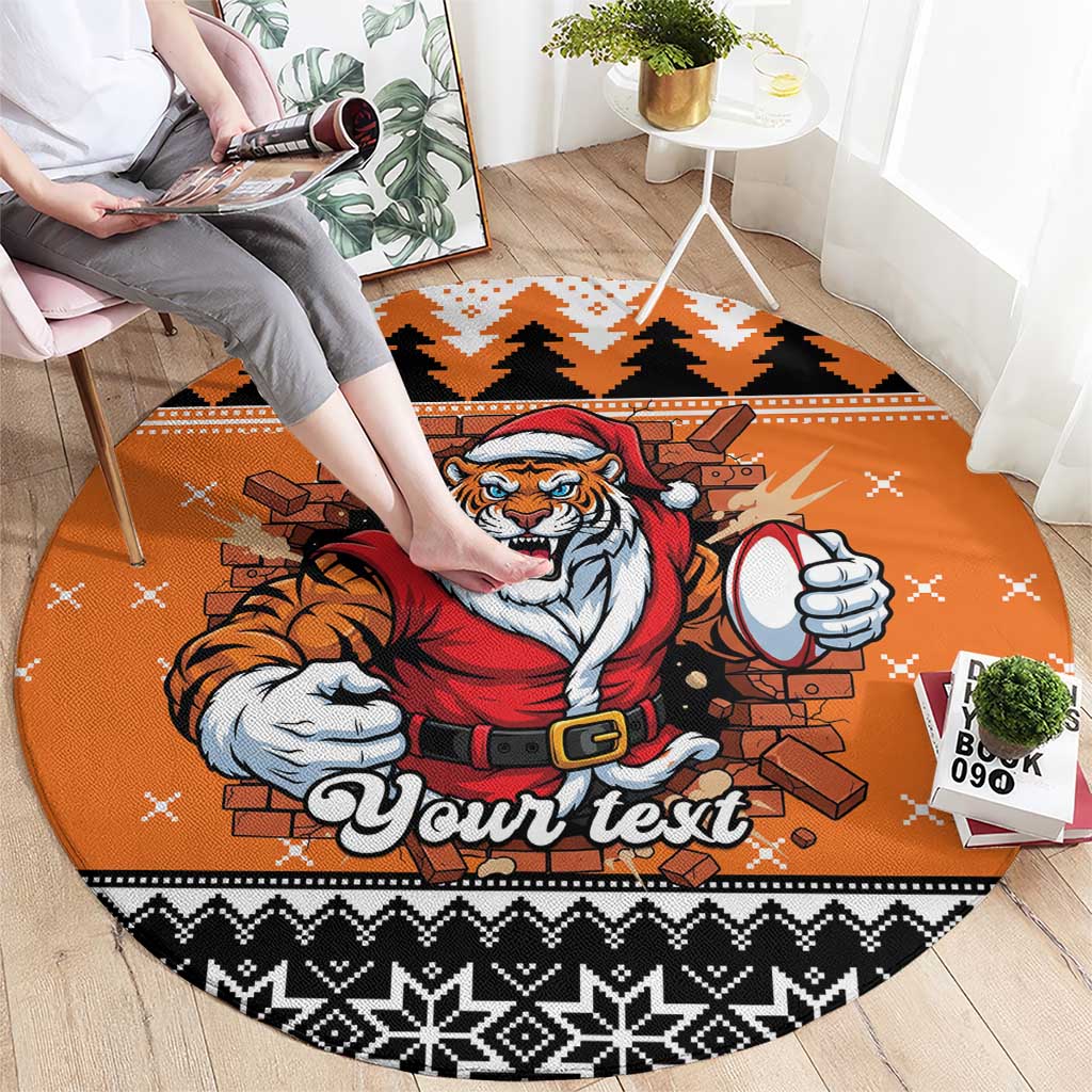 Santa Tiger Roar Personalized Round Carpet Christmas Rugby League Spirit - Aussie Hoodie