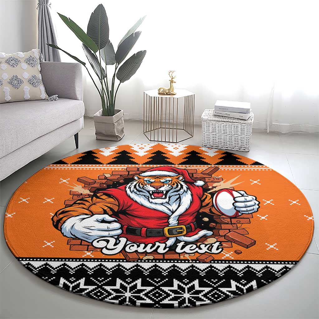 Santa Tiger Roar Personalized Round Carpet Christmas Rugby League Spirit - Aussie Hoodie