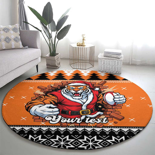 Santa Tiger Roar Personalized Round Carpet Christmas Rugby League Spirit - Aussie Hoodie