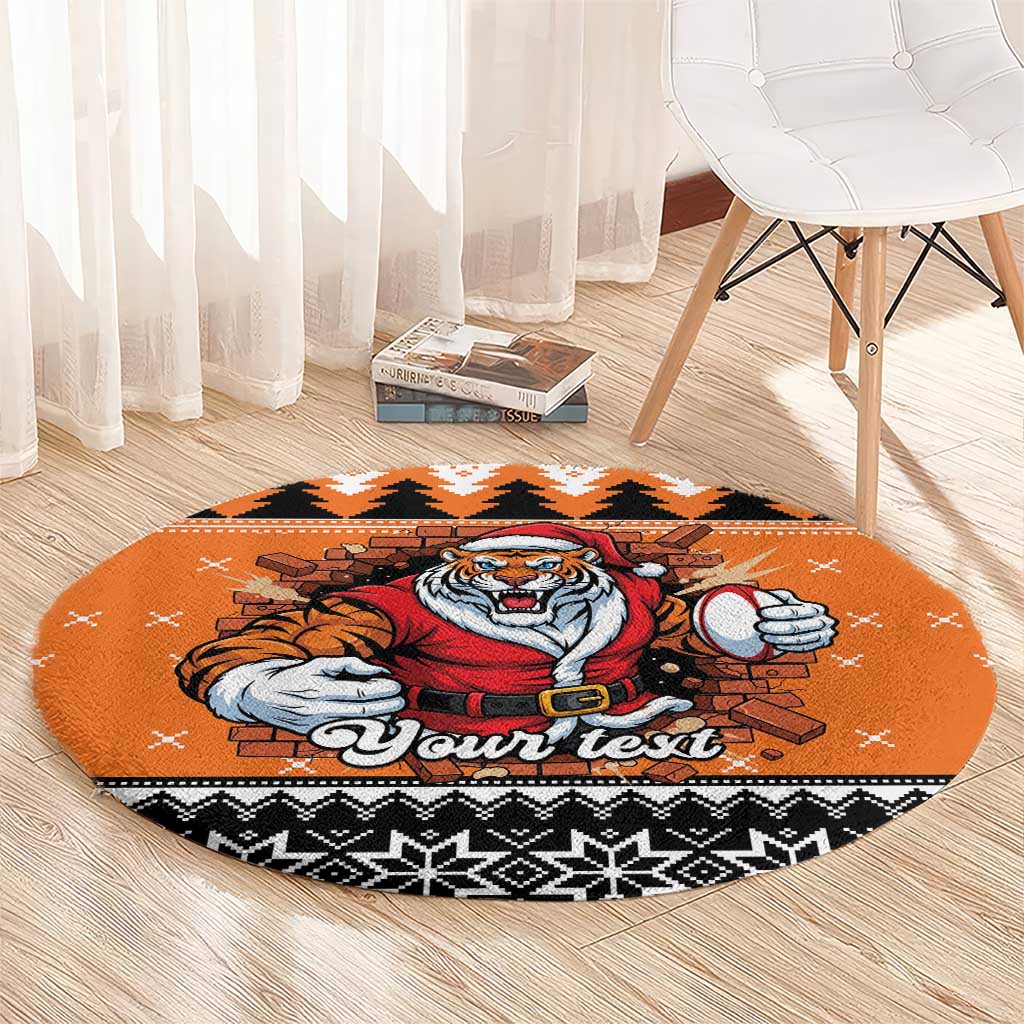 Santa Tiger Roar Personalized Round Carpet Christmas Rugby League Spirit - Aussie Hoodie