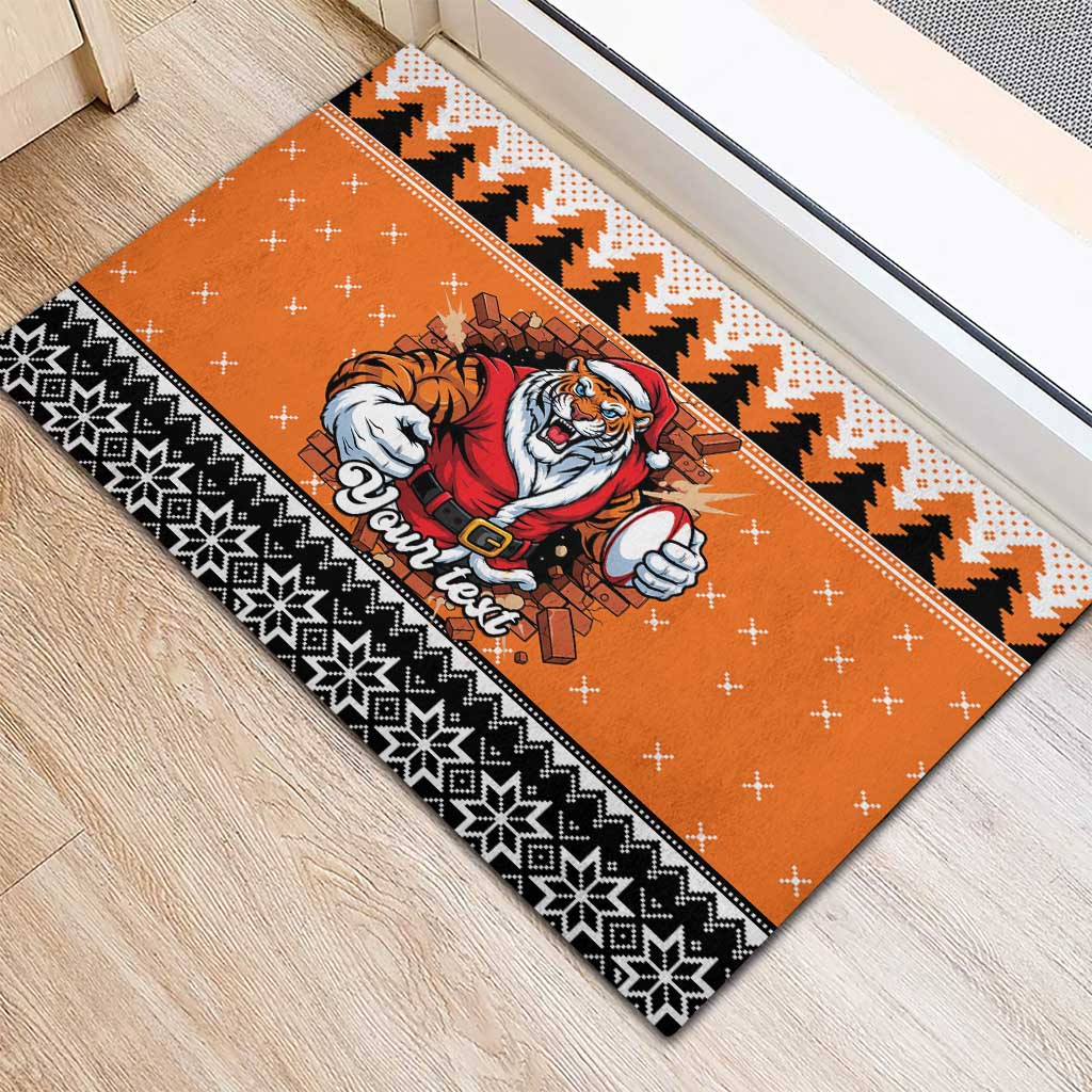 Santa Tiger Roar Personalized Rubber Doormat Christmas Rugby League Spirit - Aussie Hoodie