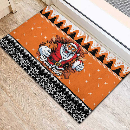 Santa Tiger Roar Personalized Rubber Doormat Christmas Rugby League Spirit - Aussie Hoodie