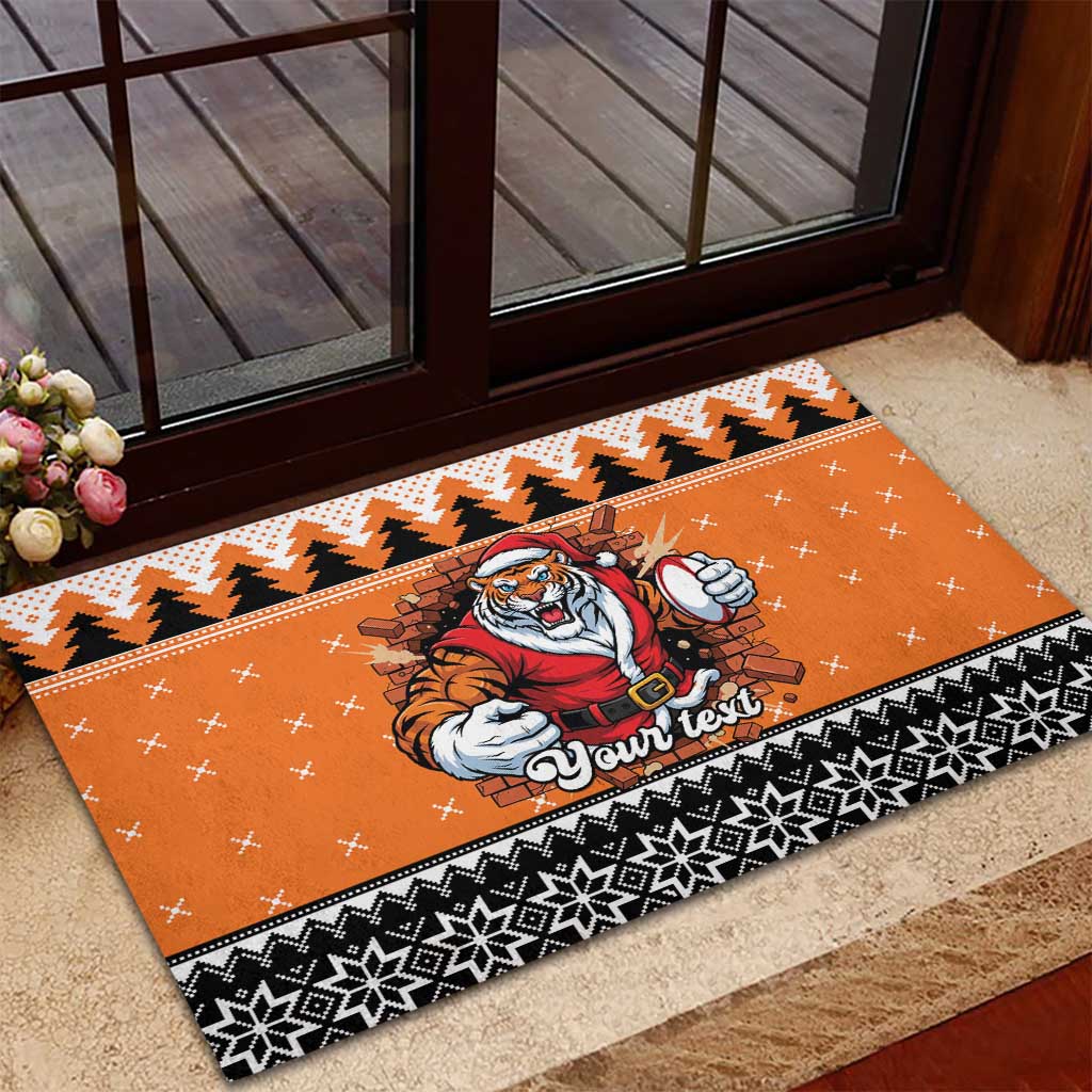 Santa Tiger Roar Personalized Rubber Doormat Christmas Rugby League Spirit - Aussie Hoodie