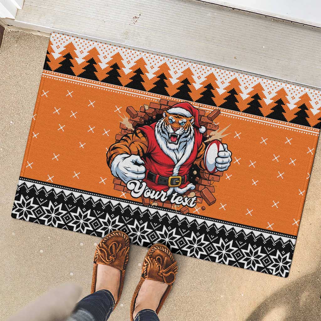 Santa Tiger Roar Personalized Rubber Doormat Christmas Rugby League Spirit - Aussie Hoodie