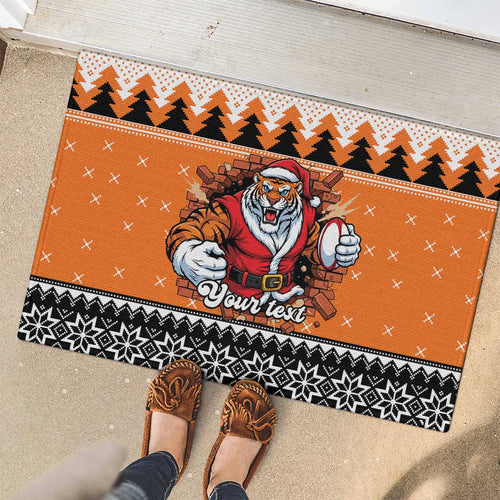 Santa Tiger Roar Personalized Rubber Doormat Christmas Rugby League Spirit - Aussie Hoodie