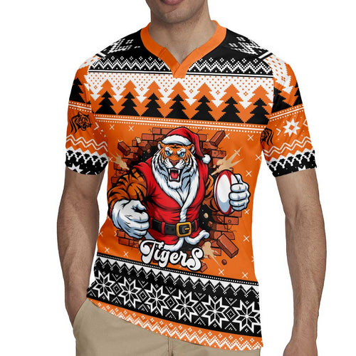 Santa Tiger Roar Personalized Rugby Jersey Christmas Rugby League Spirit - Aussie Hoodie