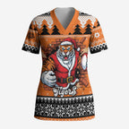 Santa Tiger Roar Personalized Scrub Top Christmas Rugby League Spirit - Aussie Hoodie