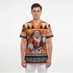 Santa Tiger Roar Personalized Scrub Top Christmas Rugby League Spirit - Aussie Hoodie
