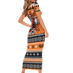 Santa Tiger Roar Personalized Short Sleeve Bodycon Dress Christmas Rugby League Spirit - Aussie Hoodie