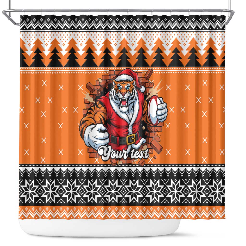 Santa Tiger Roar Personalized Shower Curtain Christmas Rugby League Spirit - Aussie Hoodie