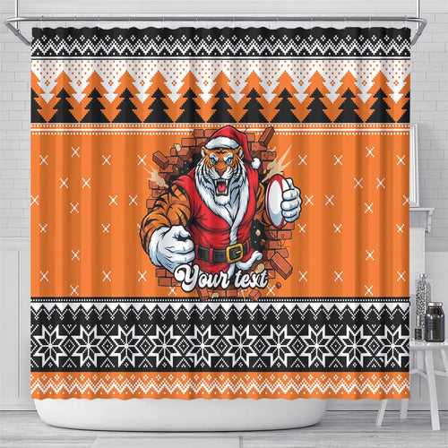 Santa Tiger Roar Personalized Shower Curtain Christmas Rugby League Spirit - Aussie Hoodie