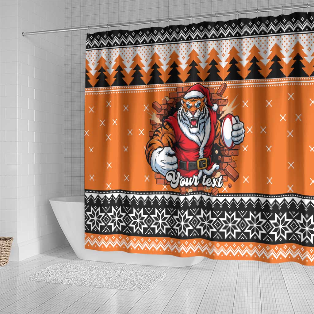 Santa Tiger Roar Personalized Shower Curtain Christmas Rugby League Spirit - Aussie Hoodie