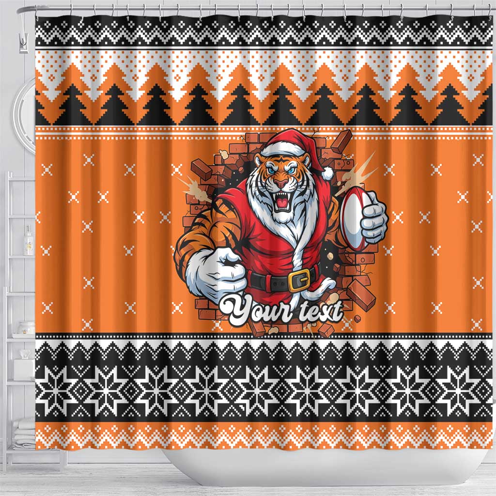 Santa Tiger Roar Personalized Shower Curtain Christmas Rugby League Spirit - Aussie Hoodie