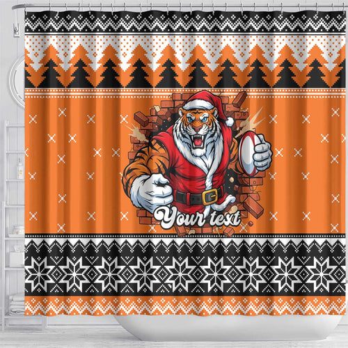 Santa Tiger Roar Personalized Shower Curtain Christmas Rugby League Spirit - Aussie Hoodie
