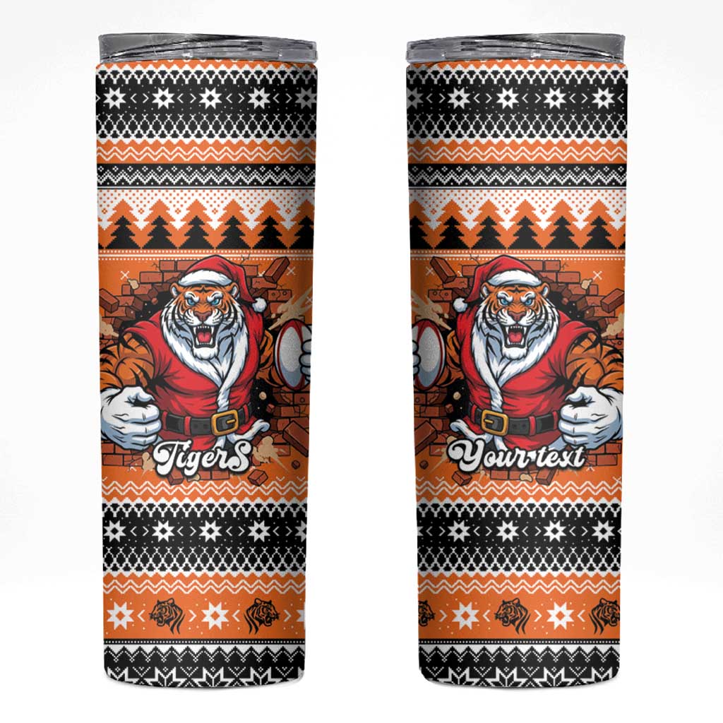 Santa Tiger Roar Personalized Skinny Tumbler Christmas Rugby League Spirit - Aussie Hoodie