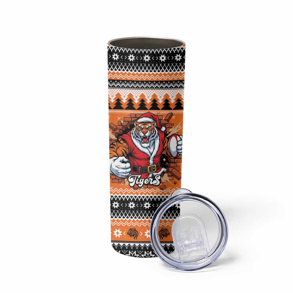 Santa Tiger Roar Personalized Skinny Tumbler Christmas Rugby League Spirit - Aussie Hoodie