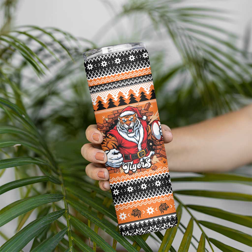 Santa Tiger Roar Personalized Skinny Tumbler Christmas Rugby League Spirit - Aussie Hoodie