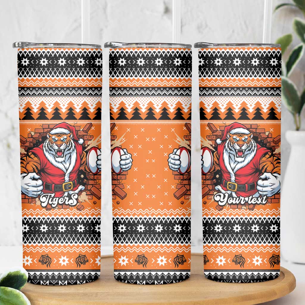 Santa Tiger Roar Personalized Skinny Tumbler Christmas Rugby League Spirit - Aussie Hoodie