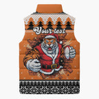 Santa Tiger Roar Personalized Sleeveless Puffer Jacket Christmas Rugby League Spirit - Aussie Hoodie