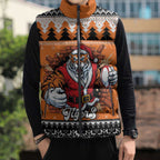 Santa Tiger Roar Personalized Sleeveless Puffer Jacket Christmas Rugby League Spirit - Aussie Hoodie