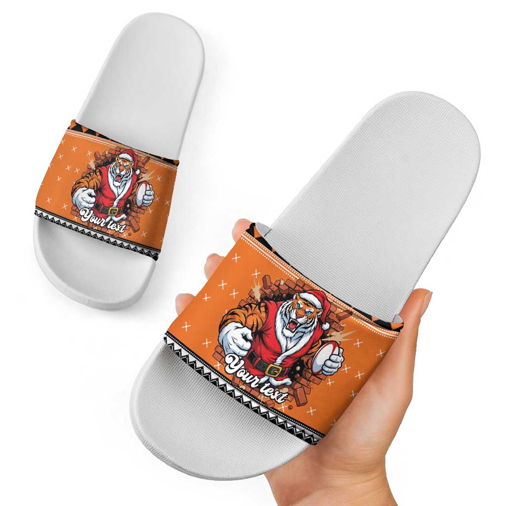 Santa Tiger Roar Personalized Slide Sandals Christmas Rugby League Spirit - Aussie Hoodie