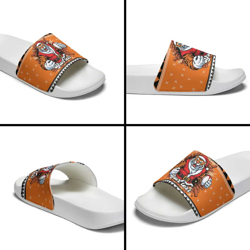 Santa Tiger Roar Personalized Slide Sandals Christmas Rugby League Spirit - Aussie Hoodie