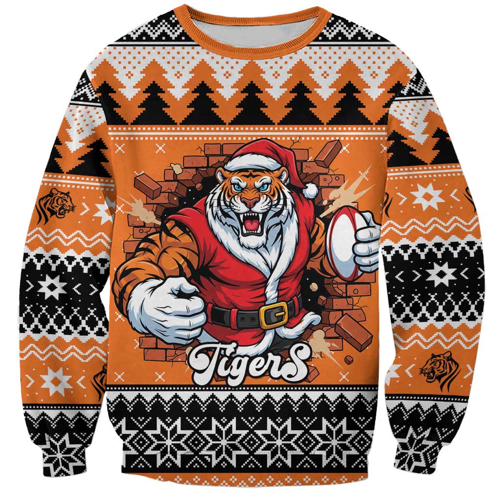 Santa Tiger Roar Personalized Sweatshirt Christmas Rugby League Spirit - Aussie Hoodie