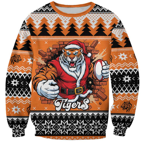 Santa Tiger Roar Personalized Sweatshirt Christmas Rugby League Spirit - Aussie Hoodie
