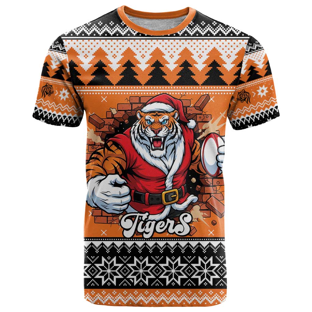 Santa Tiger Roar Personalized T Shirt Christmas Rugby League Spirit - Aussie Hoodie