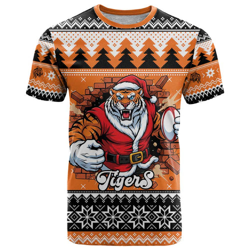 Santa Tiger Roar Personalized T Shirt Christmas Rugby League Spirit - Aussie Hoodie