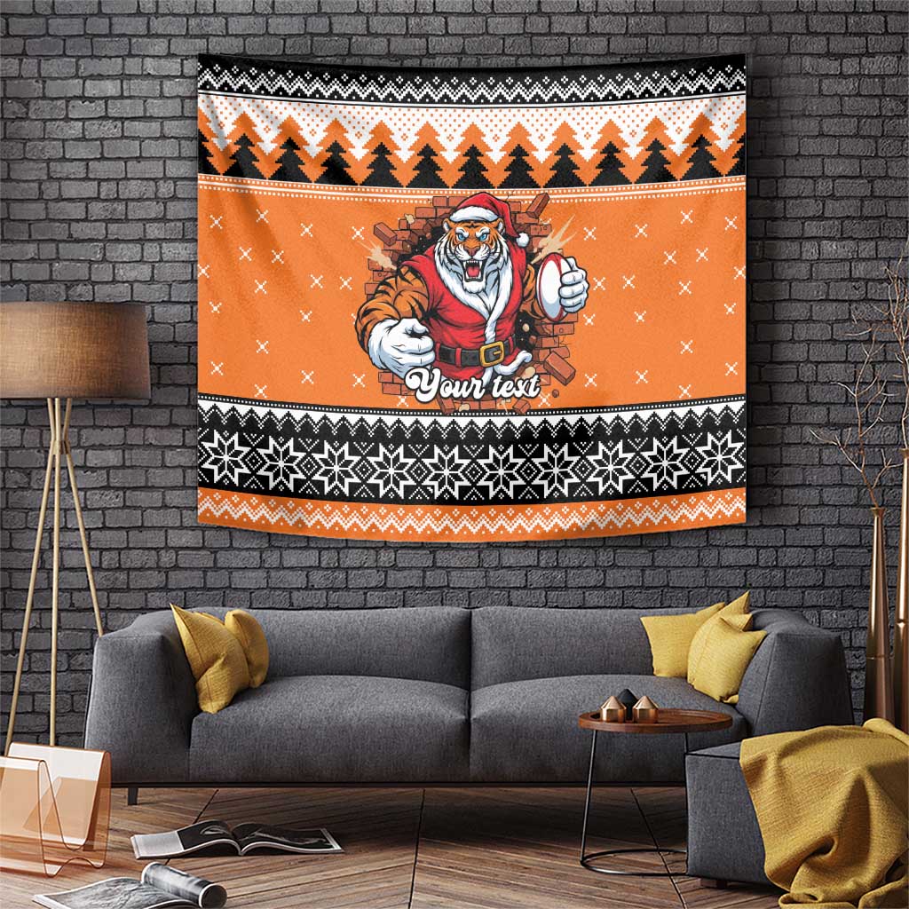 Santa Tiger Roar Personalized Tapestry Christmas Rugby League Spirit - Aussie Hoodie