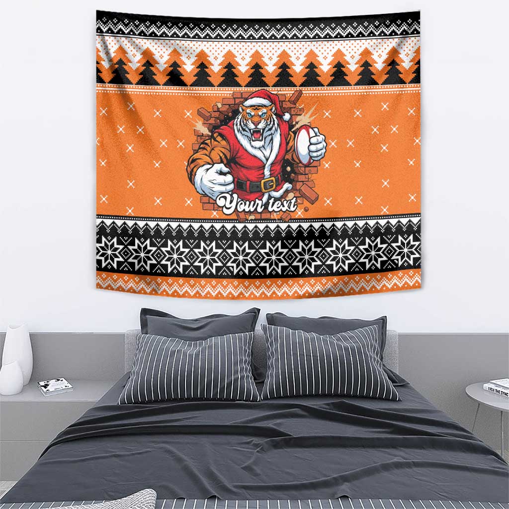 Santa Tiger Roar Personalized Tapestry Christmas Rugby League Spirit - Aussie Hoodie