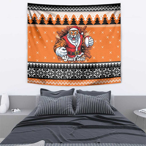 Santa Tiger Roar Personalized Tapestry Christmas Rugby League Spirit - Aussie Hoodie