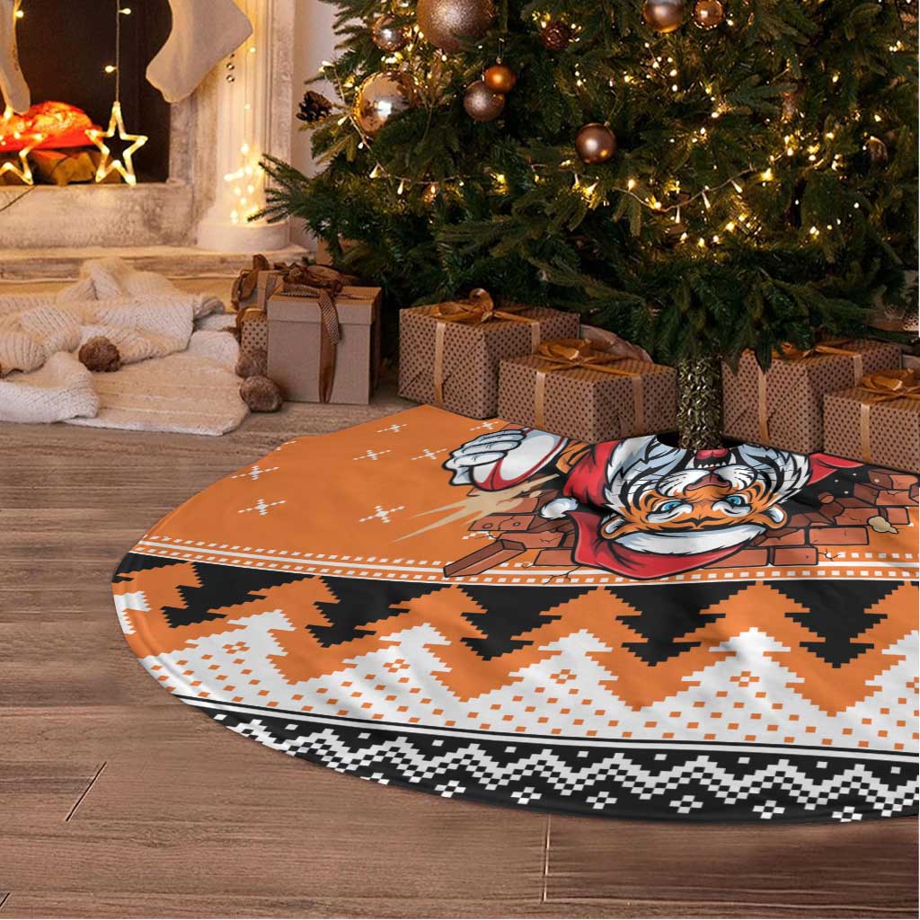 Santa Tiger Roar Personalized Tree Skirt Christmas Rugby League Spirit - Aussie Hoodie
