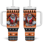 Santa Tiger Roar Personalized Tumbler With Handle Christmas Rugby League Spirit - Aussie Hoodie