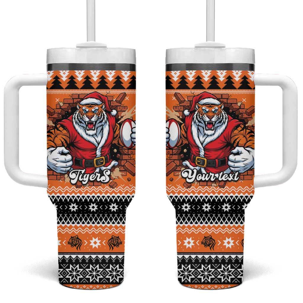 Santa Tiger Roar Personalized Tumbler With Handle Christmas Rugby League Spirit - Aussie Hoodie