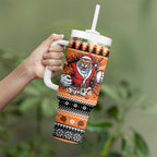 Santa Tiger Roar Personalized Tumbler With Handle Christmas Rugby League Spirit - Aussie Hoodie