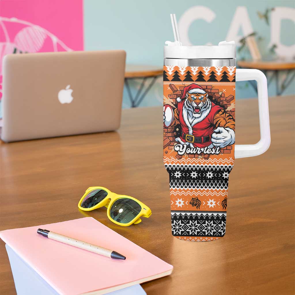 Santa Tiger Roar Personalized Tumbler With Handle Christmas Rugby League Spirit - Aussie Hoodie