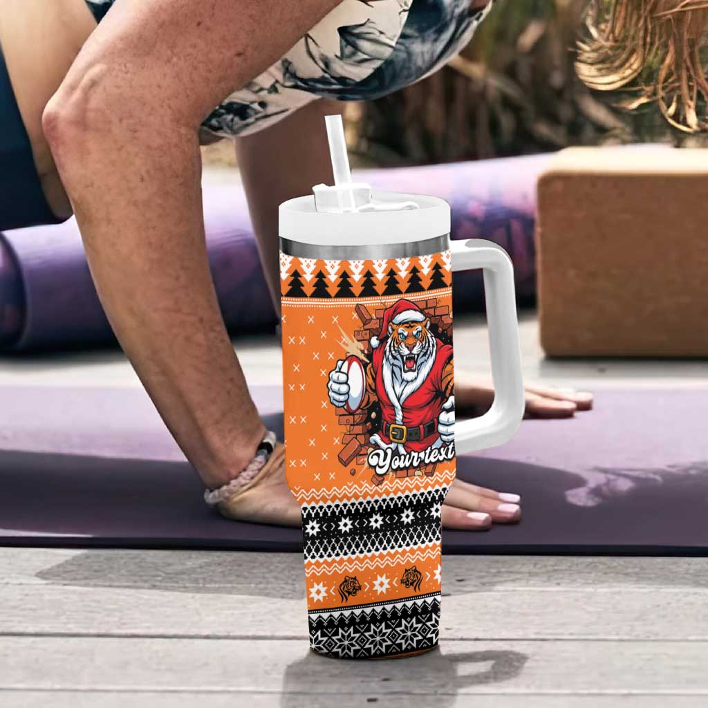 Santa Tiger Roar Personalized Tumbler With Handle Christmas Rugby League Spirit - Aussie Hoodie