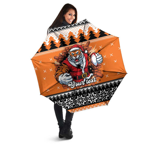 Santa Tiger Roar Personalized Umbrella Christmas Rugby League Spirit - Aussie Hoodie