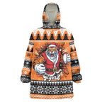 Santa Tiger Roar Personalized Wearable Blanket Hoodie Christmas Rugby League Spirit - Aussie Hoodie