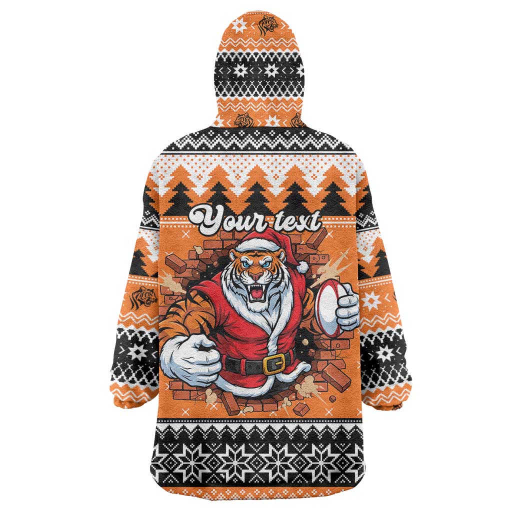 Santa Tiger Roar Personalized Wearable Blanket Hoodie Christmas Rugby League Spirit - Aussie Hoodie