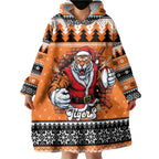 Santa Tiger Roar Personalized Wearable Blanket Hoodie Christmas Rugby League Spirit - Aussie Hoodie