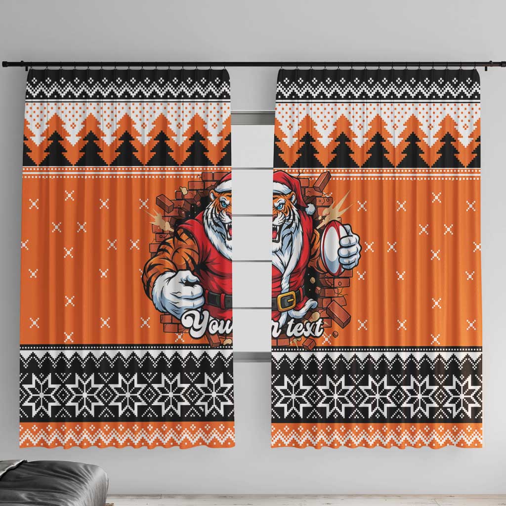 Santa Tiger Roar Personalized Window Curtain Christmas Rugby League Spirit - Aussie Hoodie